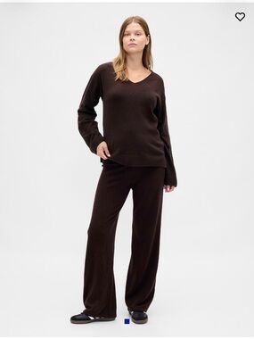 Gap Maternity CashSoft Wide Leg Sweater Pants in Terra Brown